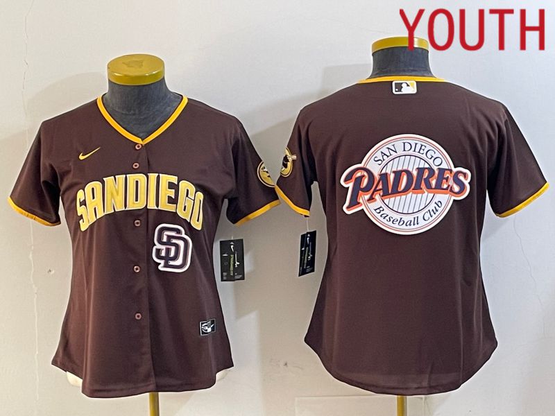 Youth San Diego Padres Blank Browm Game 2024 Nike MLB Jersey style 10